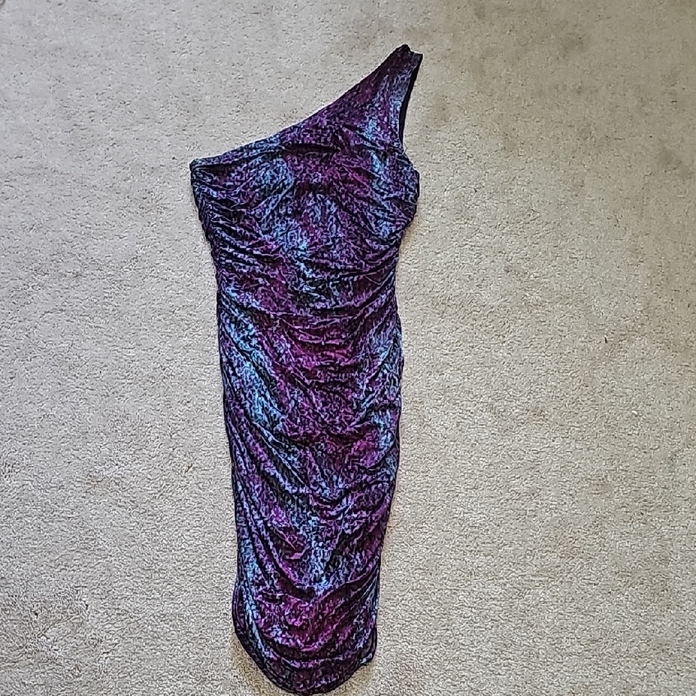 H&M One-Shoulder Purple and Blue Dress